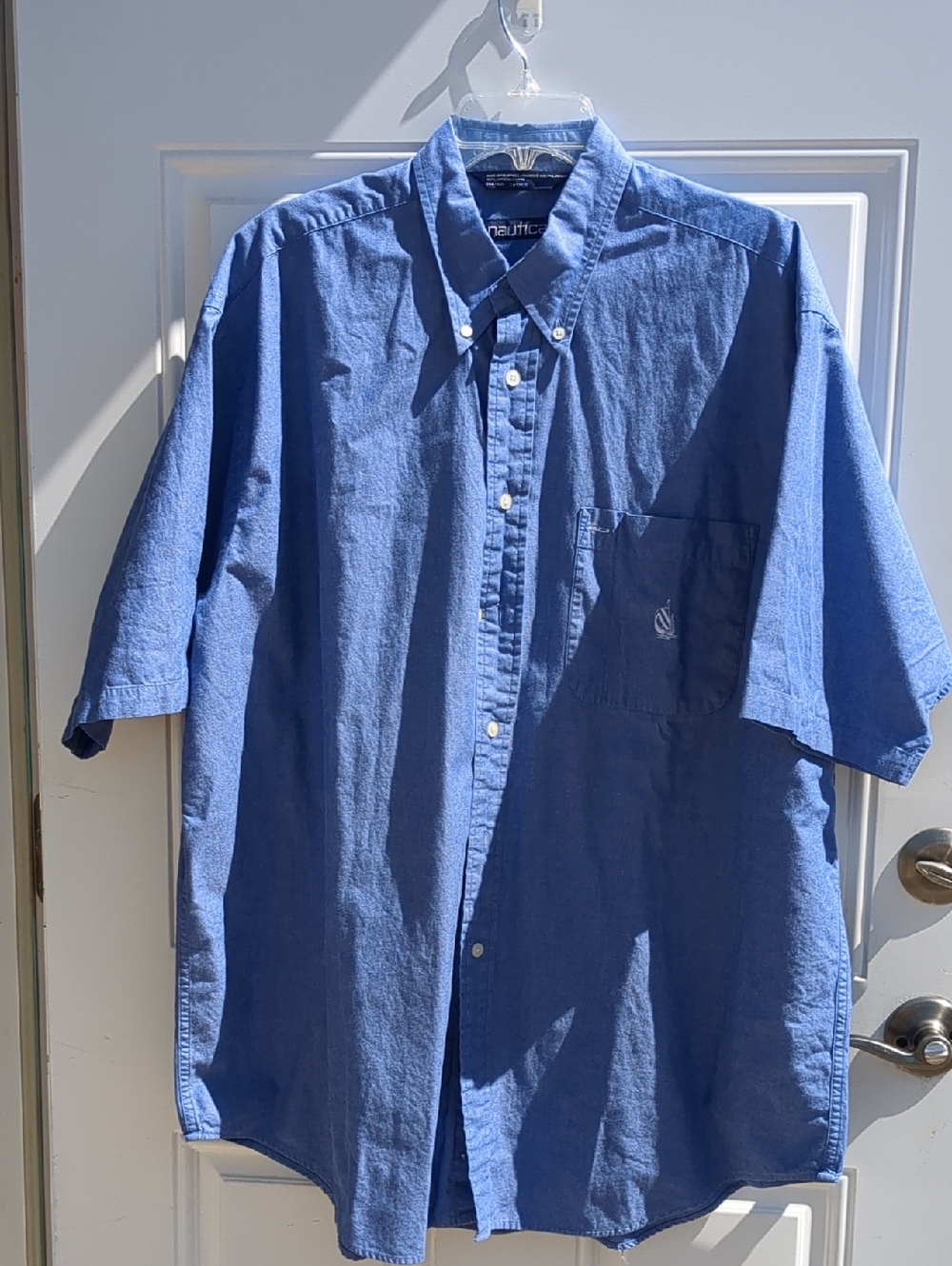 Nautica Men’s Short-Sleeve Button-Down Shirt in Cobalt Blue